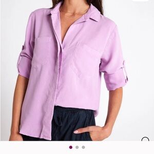 Bella Dahl Light Purple Button-Up Blouse split back